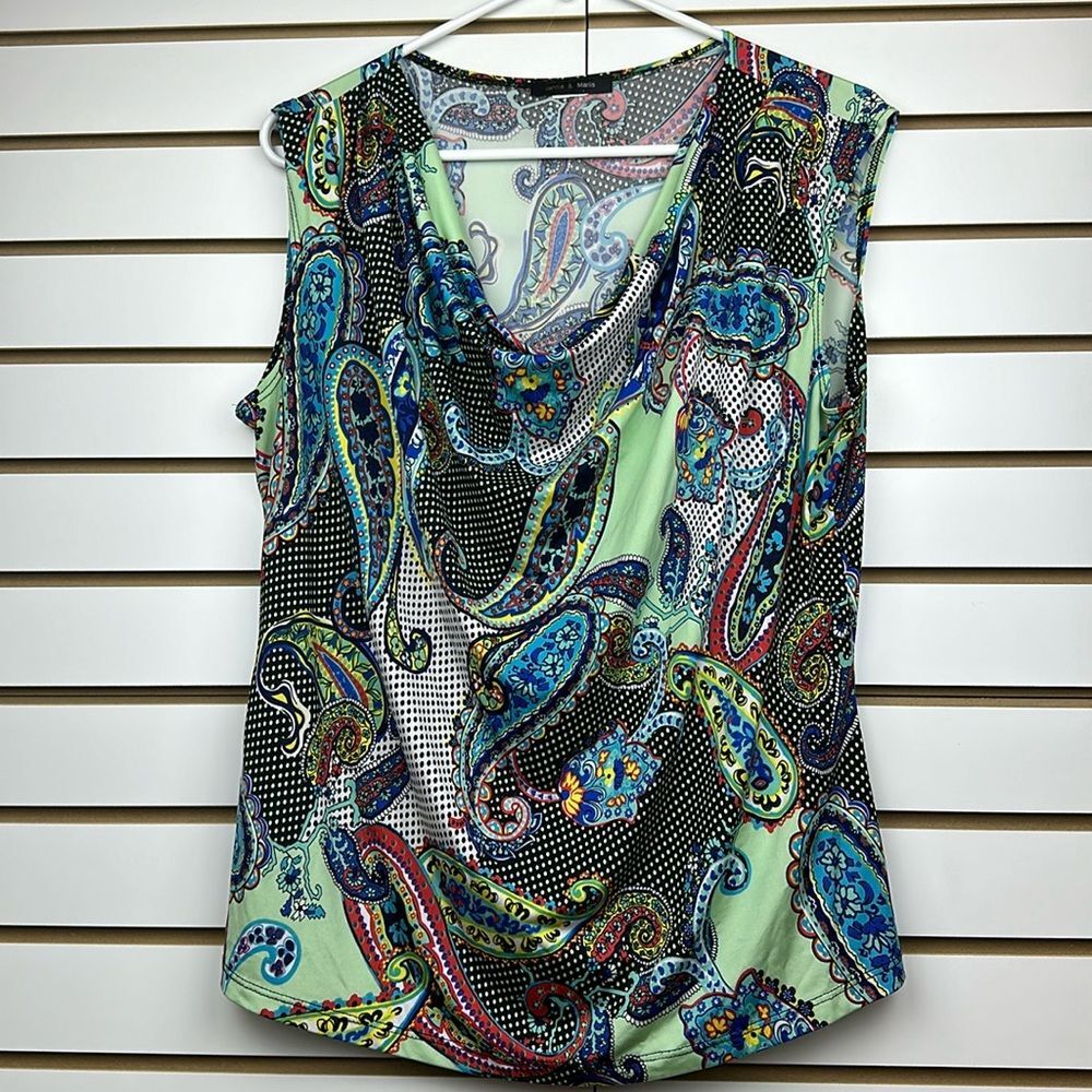 Jennie & Marlis Paisley Print Tank Cowl Neckline Stretchy